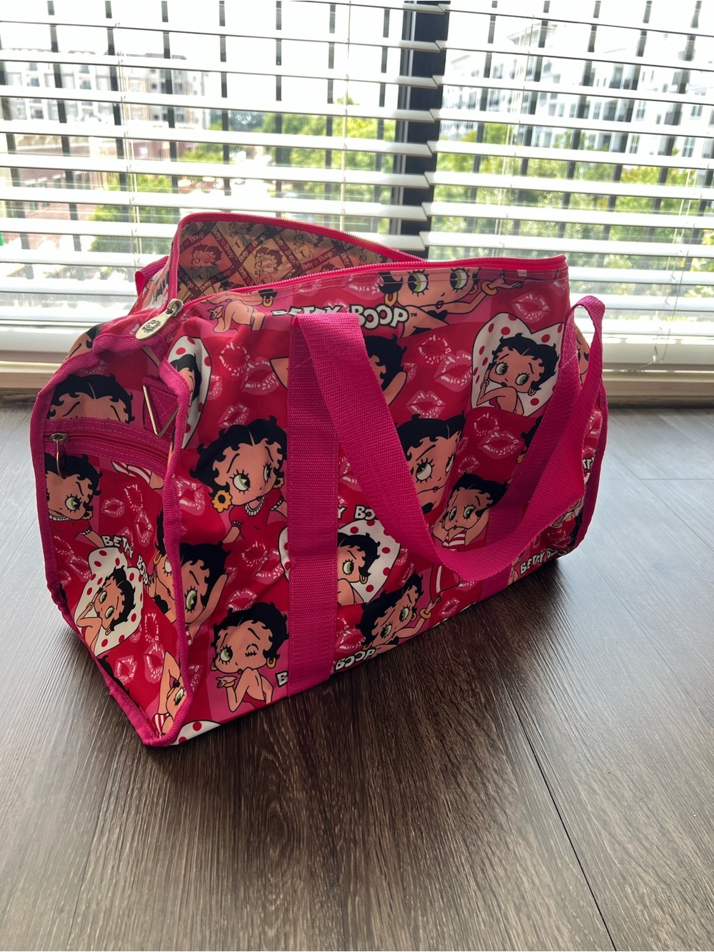 Betty Boop Hot Pink Printed Tote/Small Duffle bag
